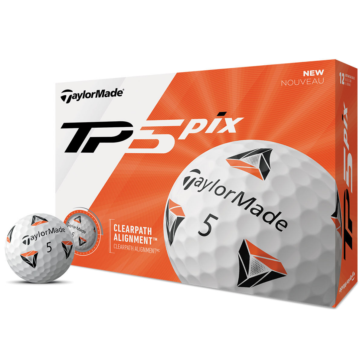 12 Balles de golf TaylorMade TP5 pix 2.0, homme, Blanc | Online Golf