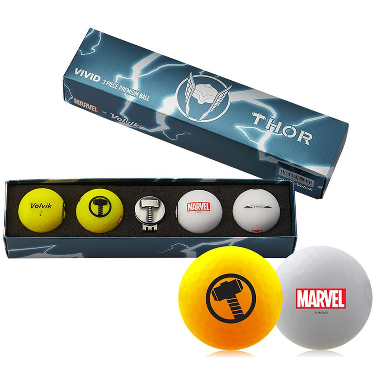 4 balles de golf Volvik Marvel avec marqueur, homme, Thor | Online Golf