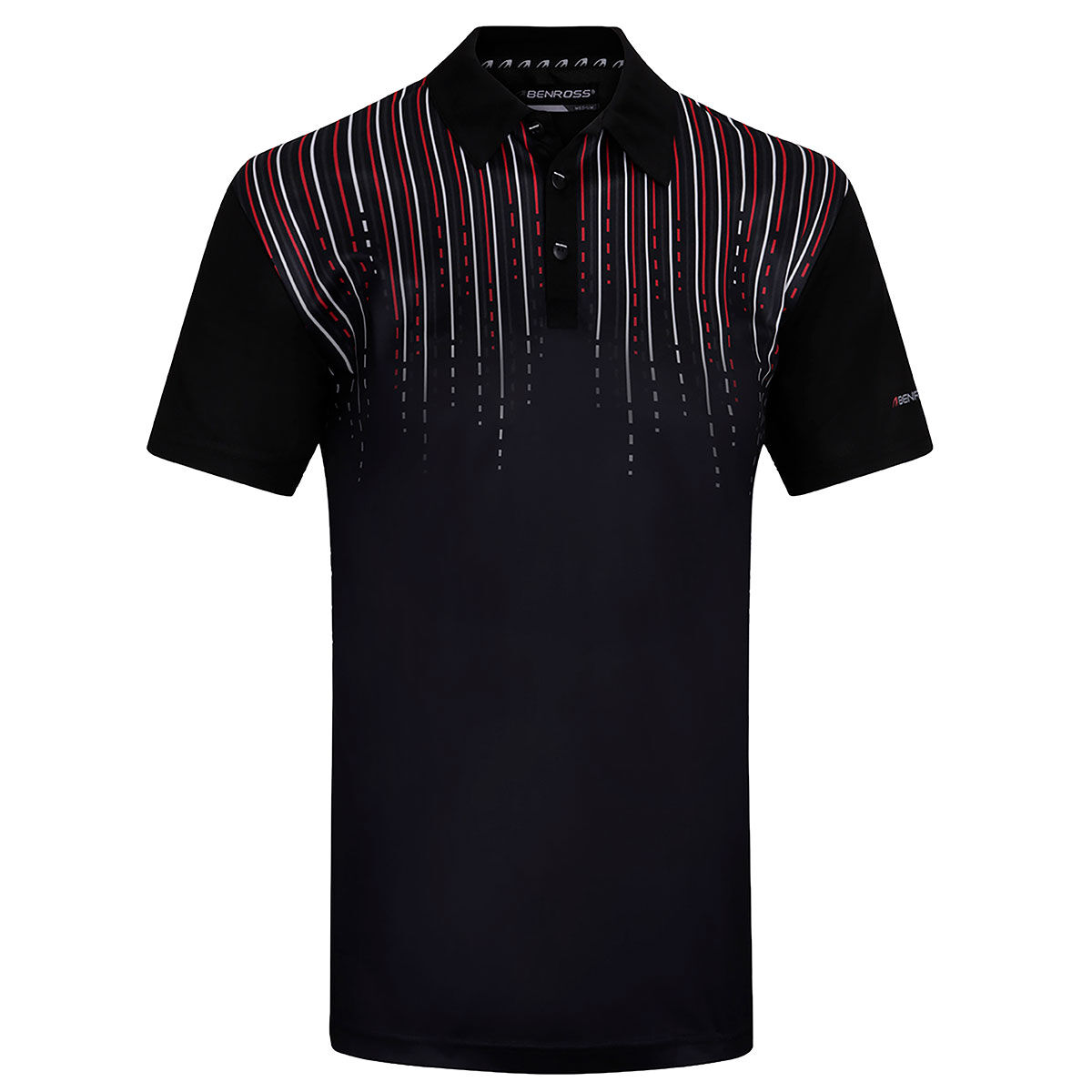Polo Benross Frequency, homme, Petit, Noir/Rouge/Blanc | Online Golf