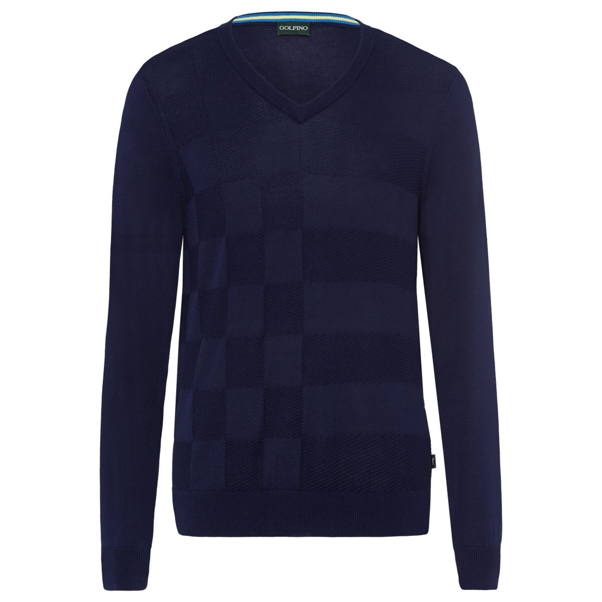 Pull GOLFINO Soft cotton V-neck Textured, homme, Petit, Bleu | Online Golf