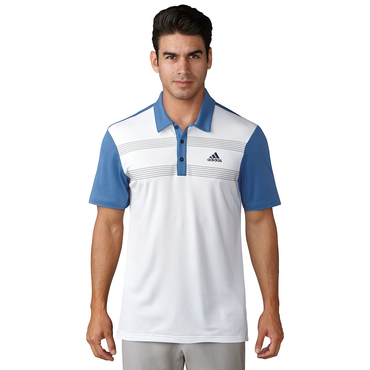 Polo adidas Golf Advantage Colourblock, homme, Petit, White/trace royal | Online Golf