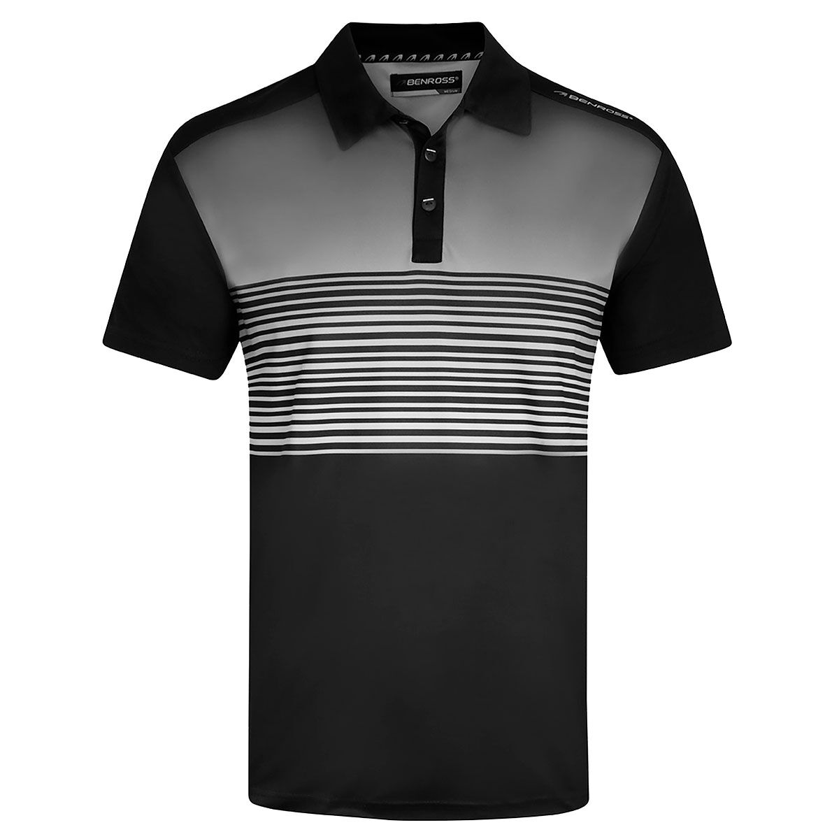 Polo Benross Fade Stripe, homme, Petit, Noir/Blanc | Online Golf