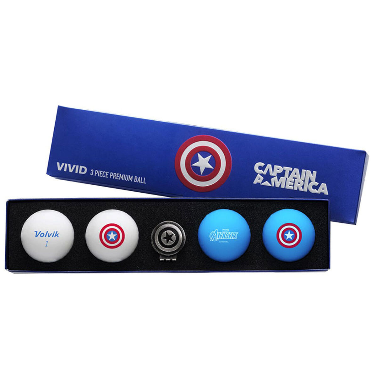 4 balles de golf Volvik Marvel avec marqueur, homme, Captain america | Online Golf
