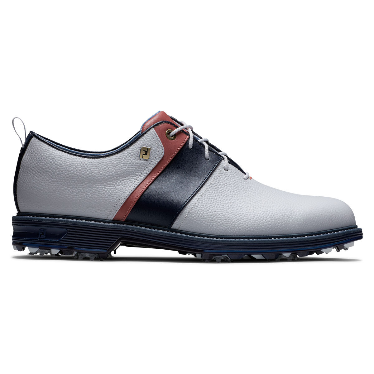 Chaussures d'été classiques Packard pour hommes FootJoy, homme, White/navy/rose, 8.5, Regular  | Online Golf 410333 84984046209.0