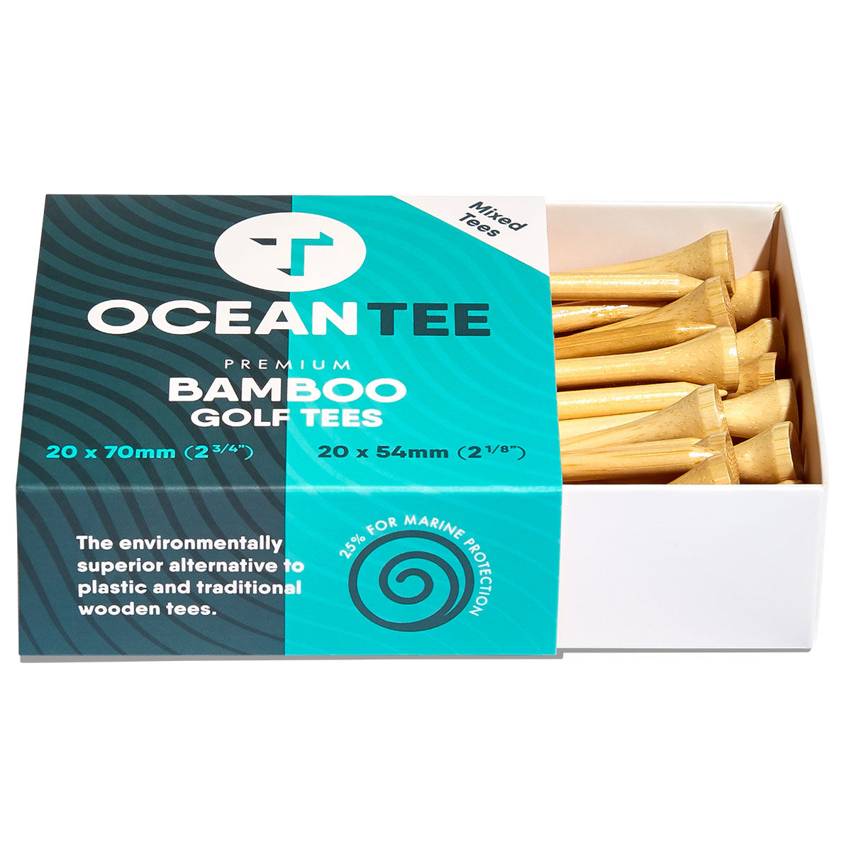Tees en bambou de 54 mm et 70 mm OCEANTEE – Pack mélangé de 40, homme, Various, Bois | Online Golf