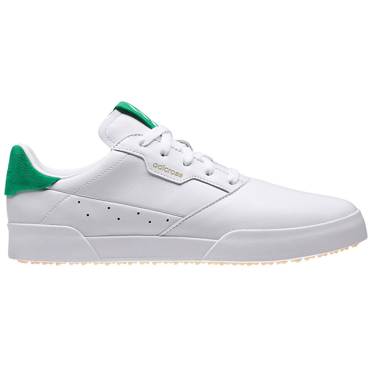 Chaussures adidas Golf Adicross Retro, homme, 7, Blanc/Vert, Large | Online Golf