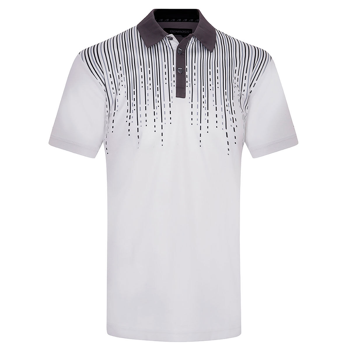 Polo Benross Frequency, homme, Petit, Blanc/Gris | Online Golf