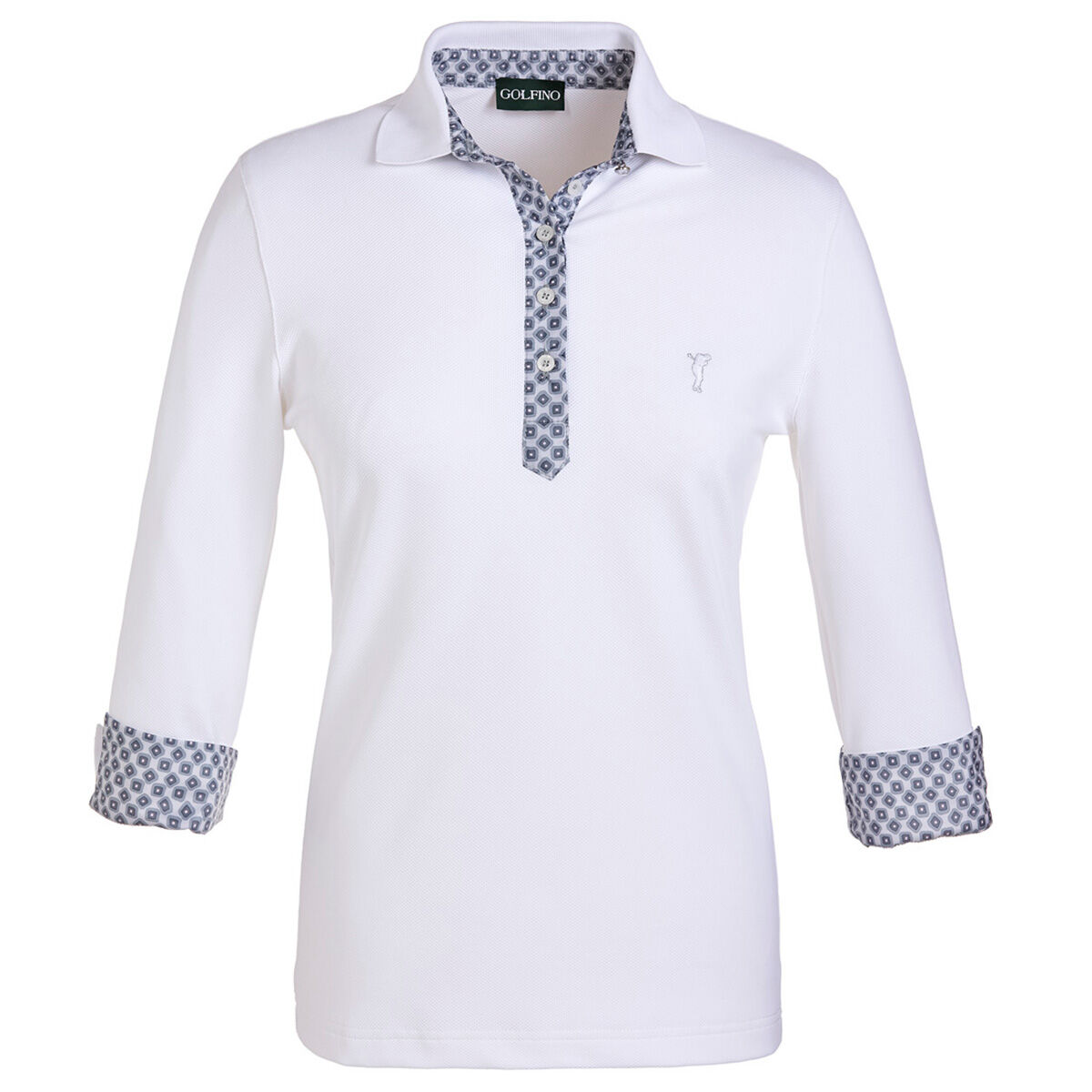 Polo GOLFINO 3/4 Sleeve Silver pour femmes, femme, 8, Blanc | Online Golf