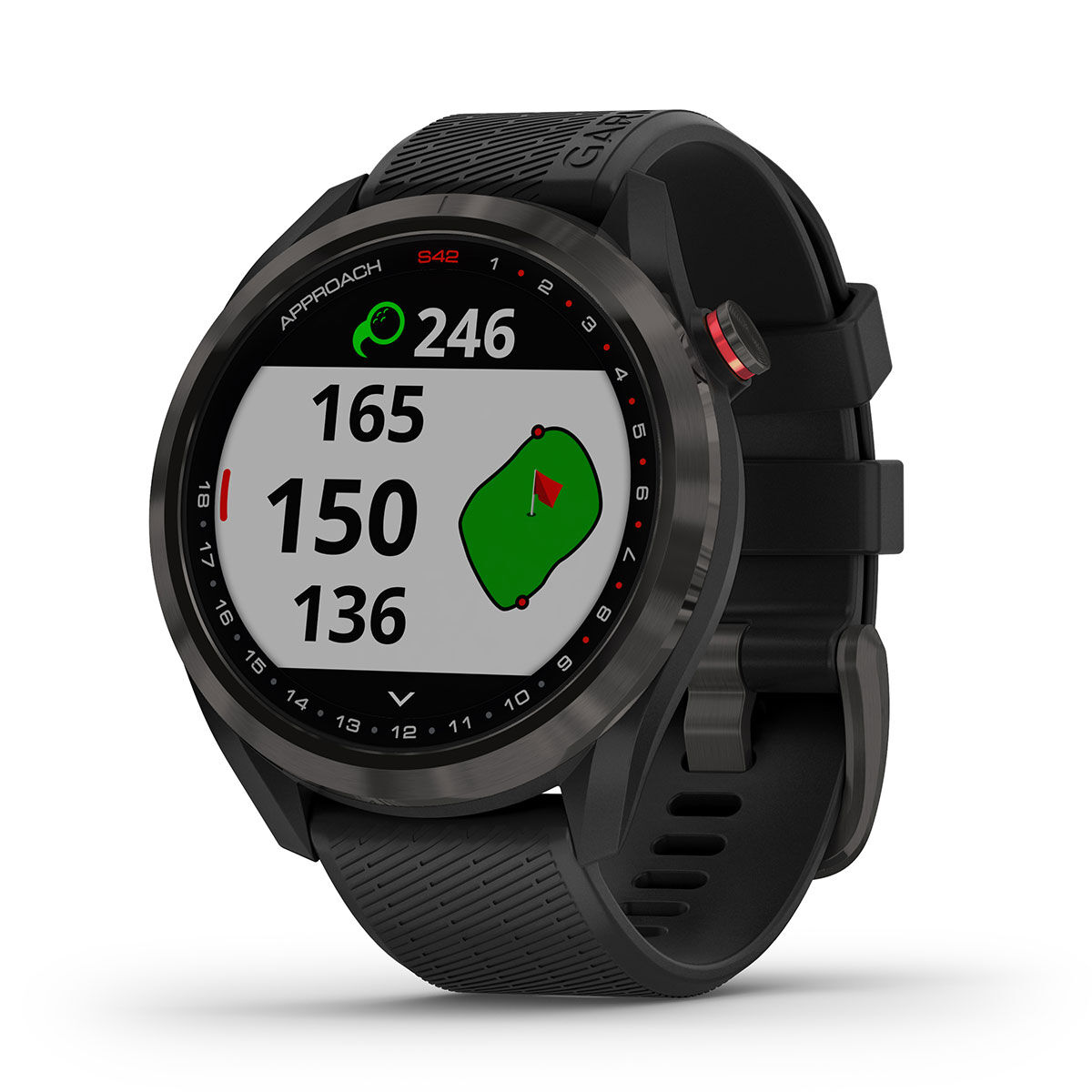 Montre Golf GPS Golf Garmin Approach S42, homme, Carbon grey/black | Online Golf