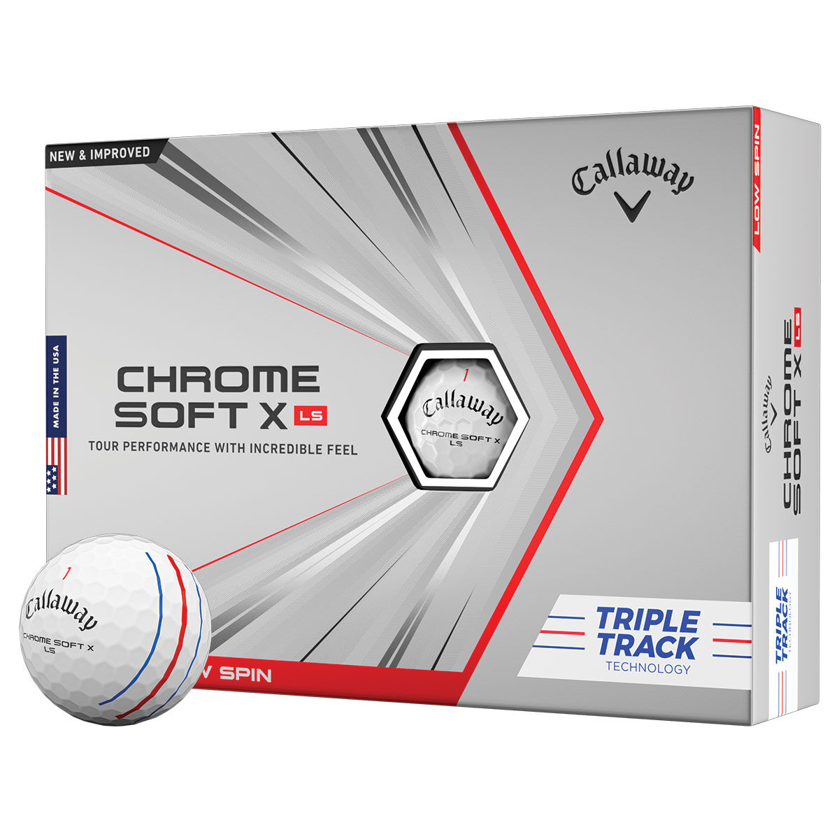 12 Balles de golf Callaway Golf Chrome Soft X LS Triple Track, homme, Blanc | Online Golf