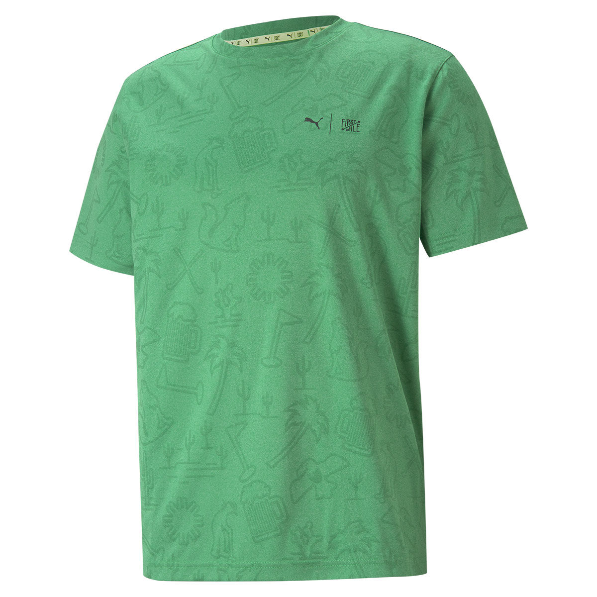 T-shirt PUMA Golf First Mile Flash, homme, Petit, Amazon green heather | Online Golf