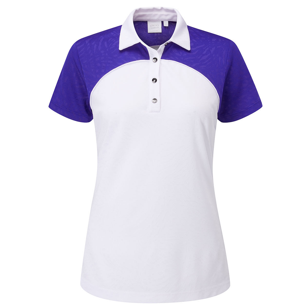 Polo PING Penelope pour femmes, femme, 12, White/royal purple | Online Golf