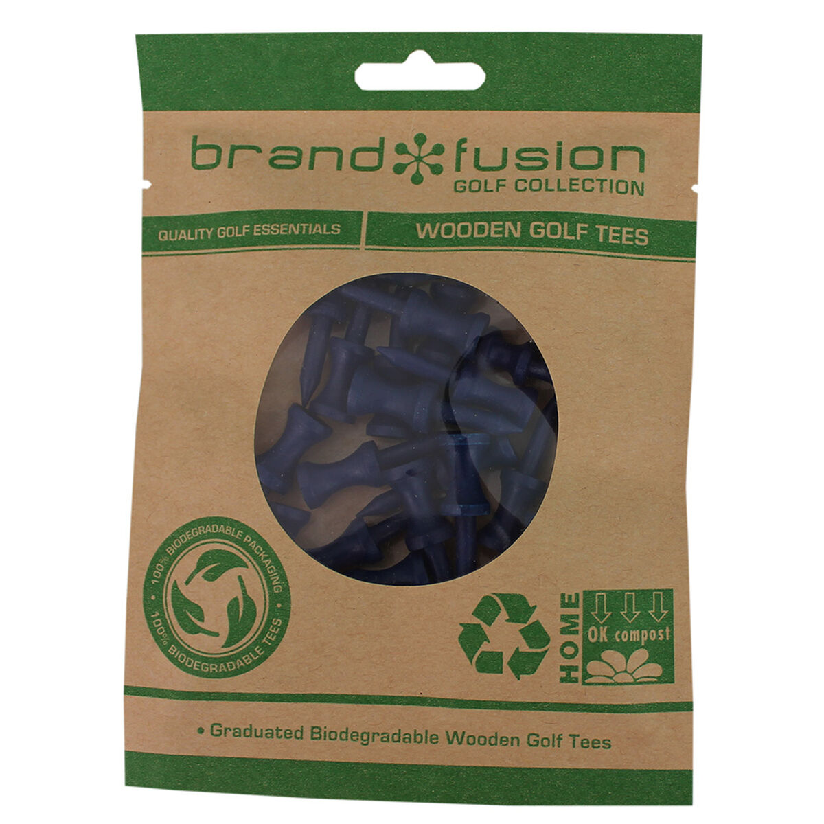Tees de golf en bois biodégradables gradués de Brand Fusion, homme, 37mm, Bleu | Online Golf