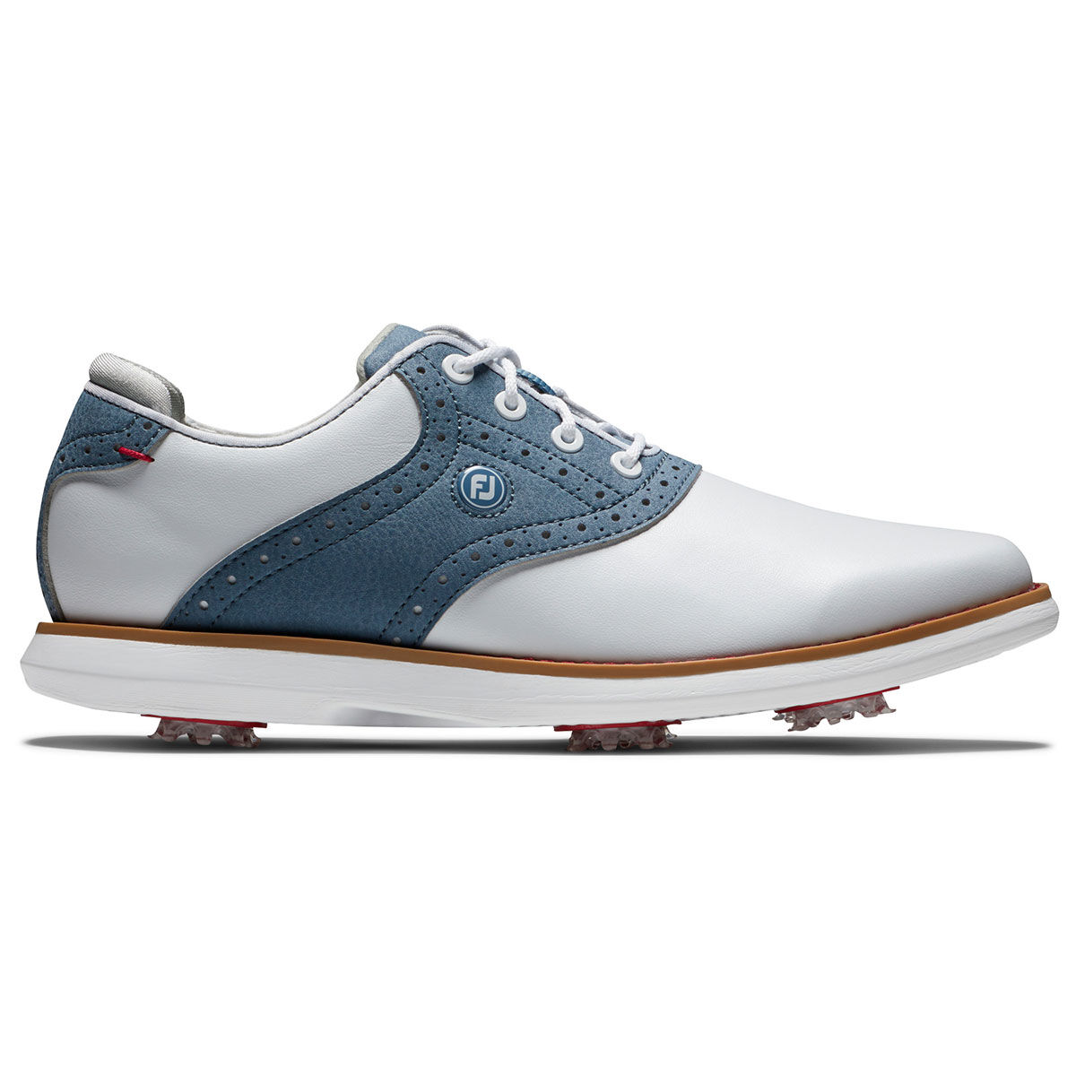 Chaussures FootJoy Traditions pour femmes, femme, 5, Blanc/Marine, Large | Online Golf