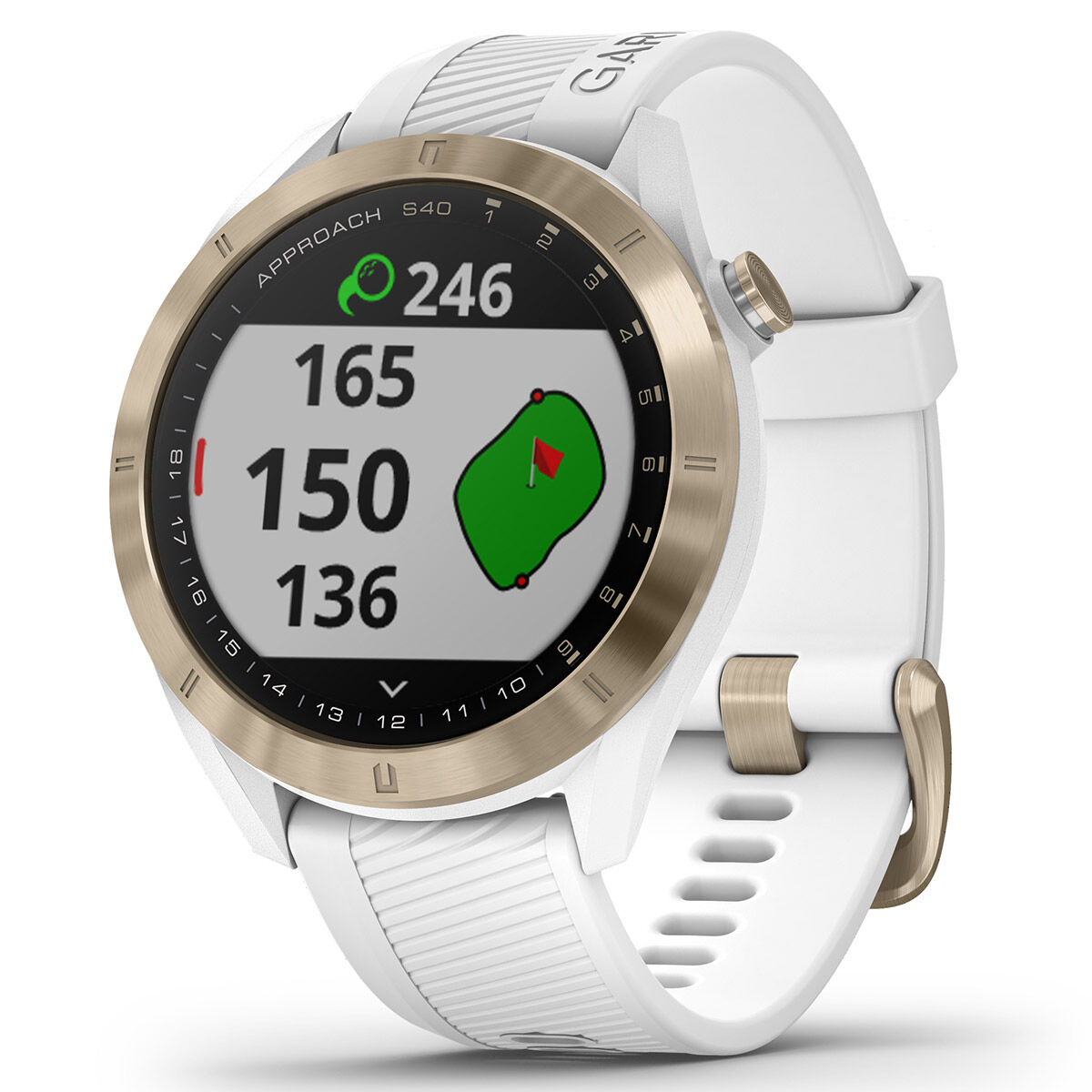 Montre Golf GPS Golf Garmin Approach S40 Premium, homme, Blanc | Online Golf