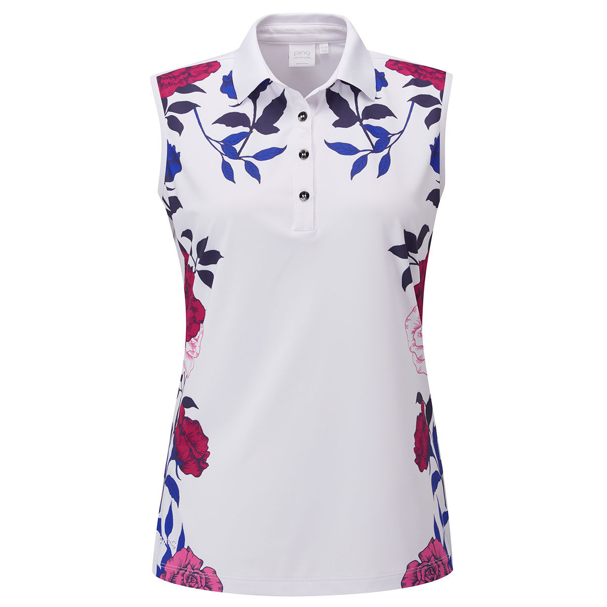 Polo PING Rose Garden Sleeveless pour femmes, femme, 8, Blanc/Multi | Online Golf