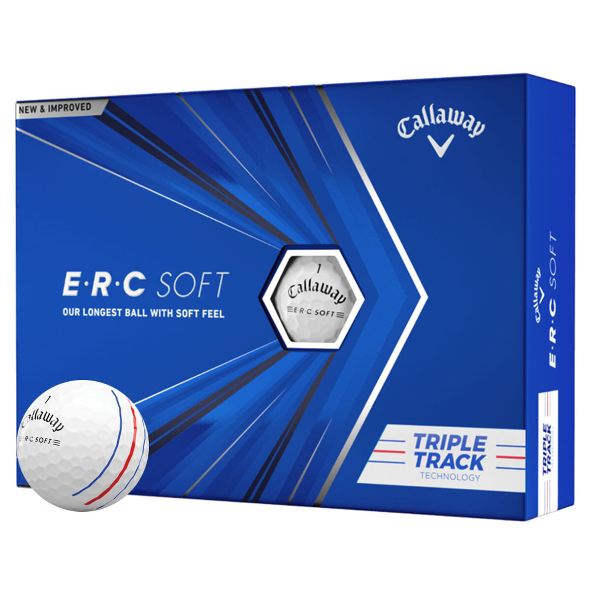 12 Balles de golf Callaway Golf E.R.C Soft Triple Track 2021, homme, Blanc/Rouge | Online Golf