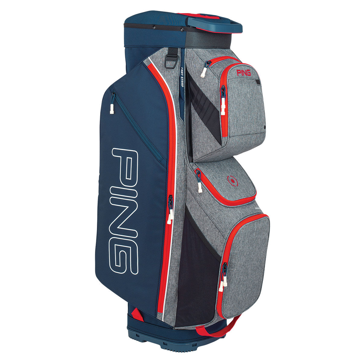 Sac chariot PING Traverse 2021, homme, Heather grey/navy/scarlet | Online Golf