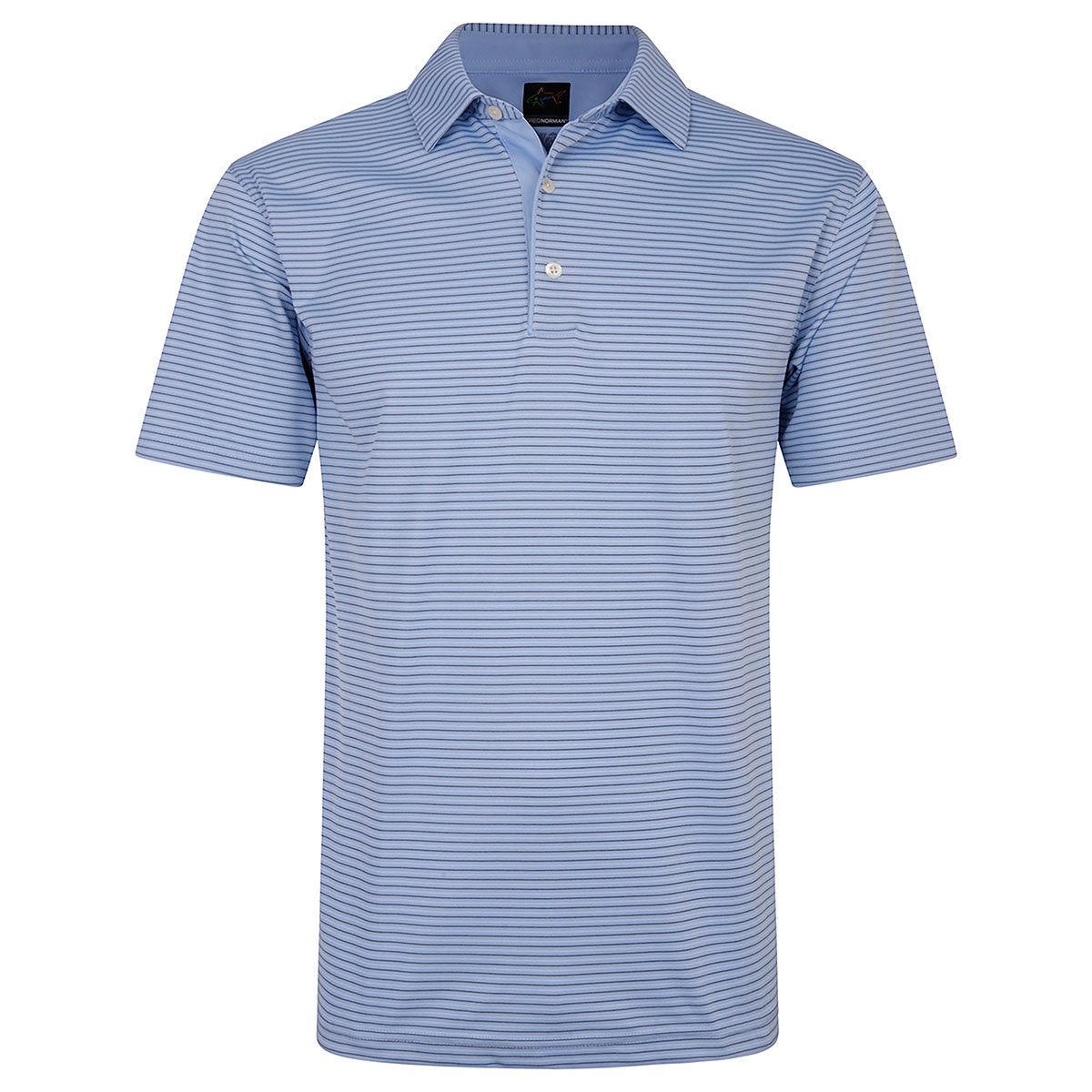 Polo Greg Norman 2Below Stripe, homme, Large, Blue stream | Online Golf