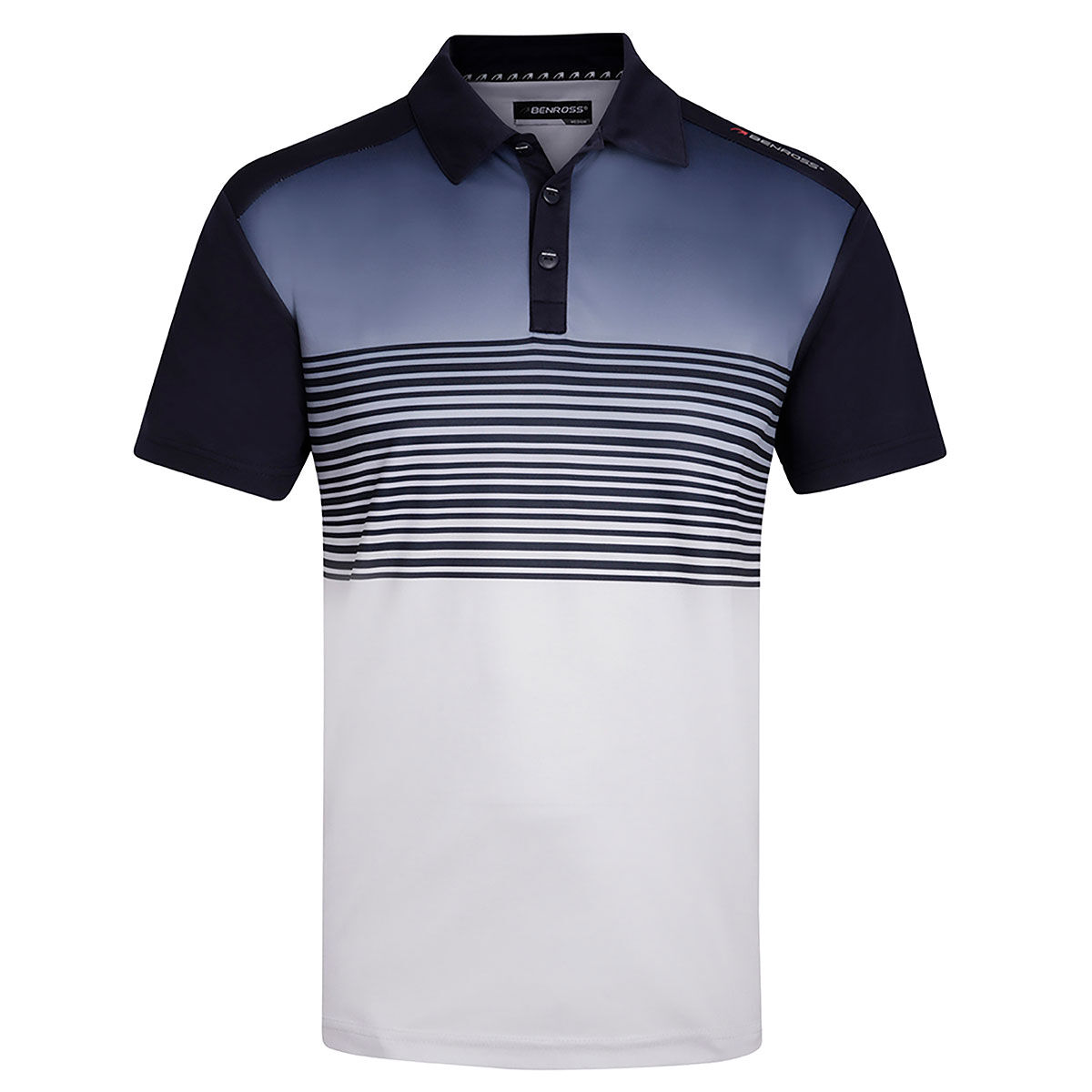 Polo Benross Fade Stripe, homme, Petit, Marine/Blanc | Online Golf